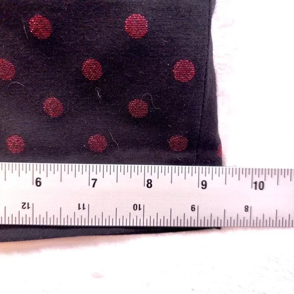 Talbots Pants Women's Size 12 Black Red Metallic Kick Crop Holiday Dot - Picture 12 of 12